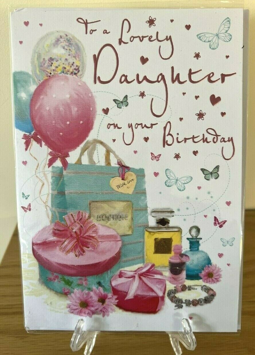 To A Lovely Daughter On Your Birthday Card - Foil Glitter Celebrate Quality