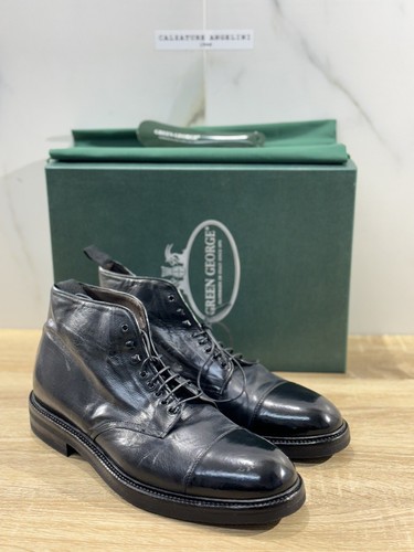 Green George Stivaletto Herren Schwarzes Leder Luxury Handgefertigt Stiefel 44 - Bild 6 von 6