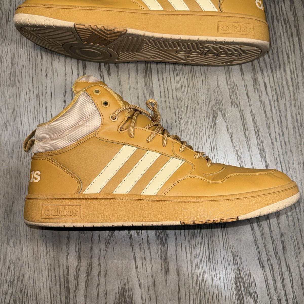 Adidas HOOPS 3.0 MID CLASSIC FUR LINING WINTERIZED SHOES Size 14 US Beige  Brown | eBay