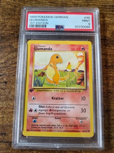 1999 Pokemon Base German TCG Glumanda Charmander 1st Edition PSA 9 Mint 46/102