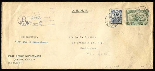 (AT1031) CANADA - 1932 FIRST DAY ON LONG COVER. OTTAWA CANCEL. FAULTS