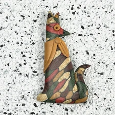 Vintage 90s Polymer Clay Art Wolf Dog Fox Howling Brooch Pin Southwestern 2.75"
