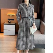 Max Mara Womens Autumn New Silk Print Commuter Shirt-style Dress