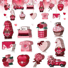 36 Pcs Valentine's Day Wooden Ornaments Valentine Tree Decorations Heart Rose Gn