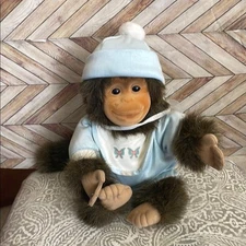 HOSUNG Vintage 1994 flocked face stuffed monkey with pacifier