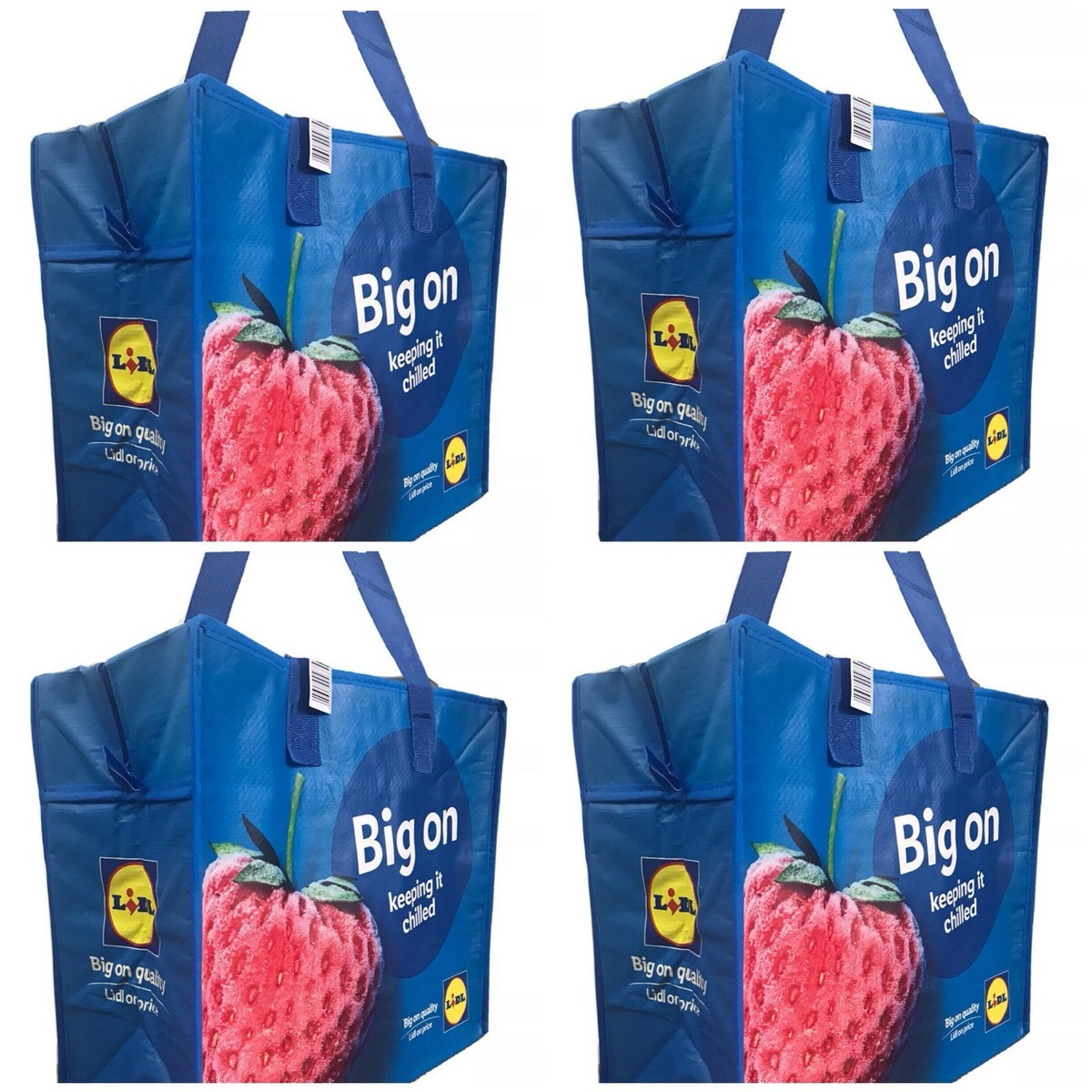 4x Lidl Large Insulated Cool Shopping Bag Chill Fresh Frozen Food