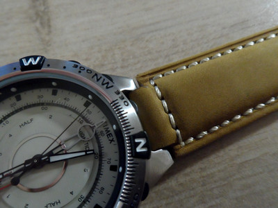 Tan Vintage Leather Watch Strap for Timex T45601, T2N721 E-tide Compass Watch