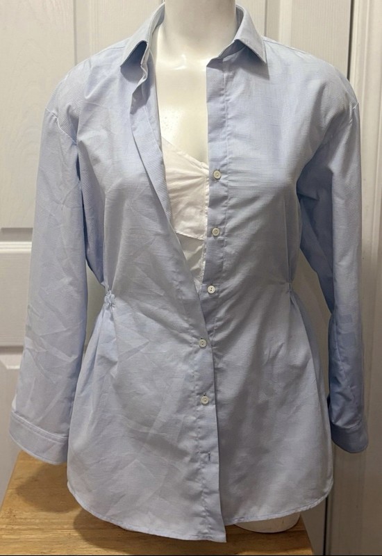 palmer harding Blue Solid Button-Up Collared Long Sleeve Shirt Women's One Size