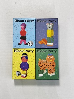Areaware Block Party Wooden Blocks By Andy Rementer New In Box Lot Of 4