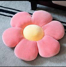 Flower-Shaped Plush Throw Pillow, Pink with Yellow Center, Indoor Cushion
