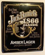 1995 Tin tacker 17X14 inch Jack Daniels Amber Lager BEER sign