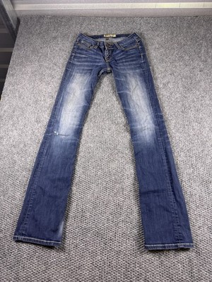 BKE Sabrina Jeans Womens 27x37 1/4 Blue Bootcut Distressed Stretch Embroidered