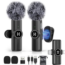 Mini Wireless Lavalier Microphone for iPhone, iPad, Android Phone - Noise Red...