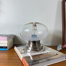 Lampe vintage verre Murano Mazzega et métal chromé LAMP-7597