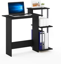 Efficient Home Laptop Notebook Computer Desk with Square Shelves, Black/Grey