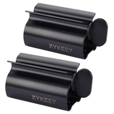 Toothpaste Tube Squeezer Set of 2 Metal Rollers Wringer Stand Matt Black
