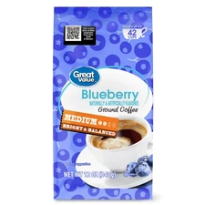 Great Value Blueberry Medium roast Ground Coffee 12oz rich Flavor Daily Brew....