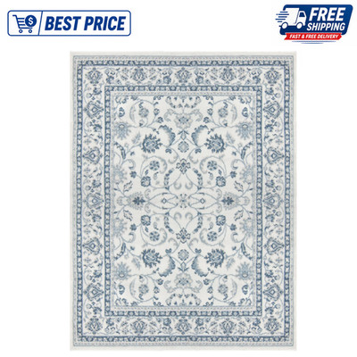 Mainstays Floral Area Rug Slate Blue Indoor Carpet 4'11''x6'6'', Slate Blue Floral