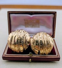 Vintage 14k Extra Large Sea Shell Scallop Ear...