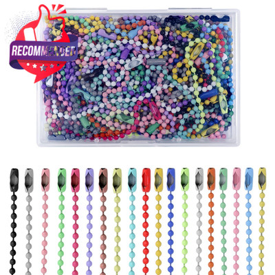 100pcs Ball Beads Chain Bulk,mixed Color Keychain Rings Metal Chain,4 Inch Dog