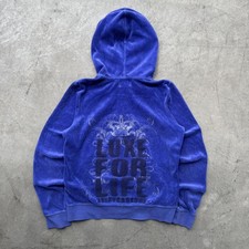 Vintage Y2K Juicy Couture Blue Crown Bedazzled Velour Track Jacket
