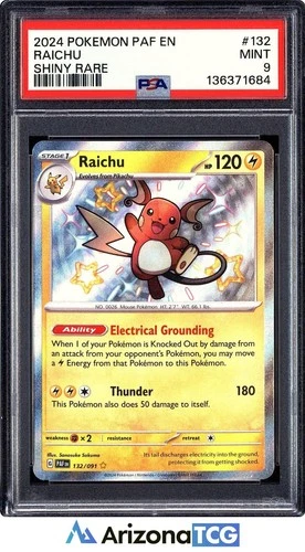 Pokemon 2024 Raichu 132/091 Shiny Rare Paldean Fates PSA 9