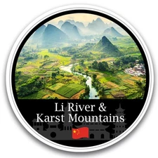 Magnet Me Up Li River & Karst Mountains Magnet Decal - 5" Round Chinese Souvenir