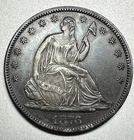 1876 SEATED LIBERTY HALF DOLLAR   AU+ DETAILS   #1109