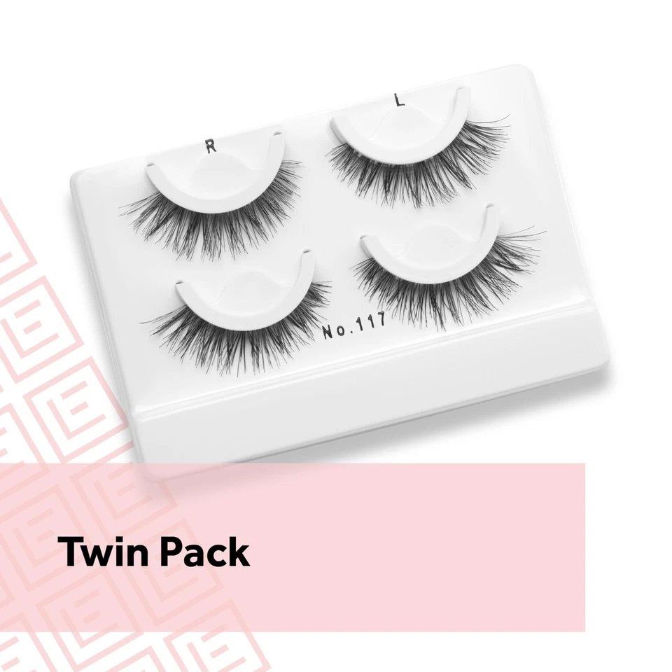 Eylure No 117 Pre Glued False Eyelashes Twin Pack Wispy Everyday Glam - Image 2 of 4