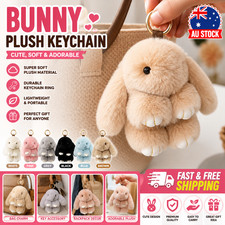 Cute Fluffy Bunny Keychain Bag Charm Soft Plush Rabbit Toy Fur Pompon Accessory