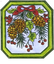 Christmas Holly Pinecones Bow Wood Mounted Rubber Stamp NORTHWOODS MM11656 New