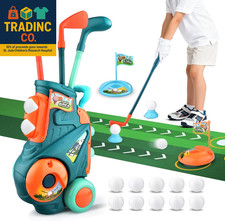 Toddler Golf Set with Putting Mat, Upgraded Kids Golf Cart with Shoulder Strap,