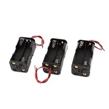 3 Pcs Black 4 x 1.5V AA Battery Batteries Holder Storage Case w Lead Wire