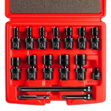 1/4" Drive Universal Impact Socket Set 16Pieces Swivel Socket Set Metric(5-15mm)