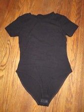 Black Short Sleeve Women's Bodysuit One Piece Stretch Size M