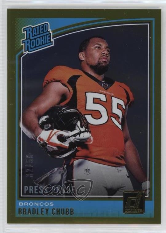2018 Panini Donruss Rated Rookie Press Proof Gold 32/50 Bradley Chubb #319 7xr