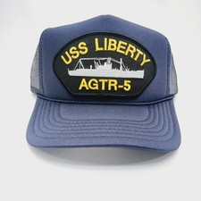 USS Liberty AGTR-5 Navy Blue Mesh Back Snap Back Foam Trucker Hat
