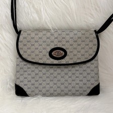 Gucci Rare Vintage Micro GG Navy Blue Crossbody Bag In PVC Leather