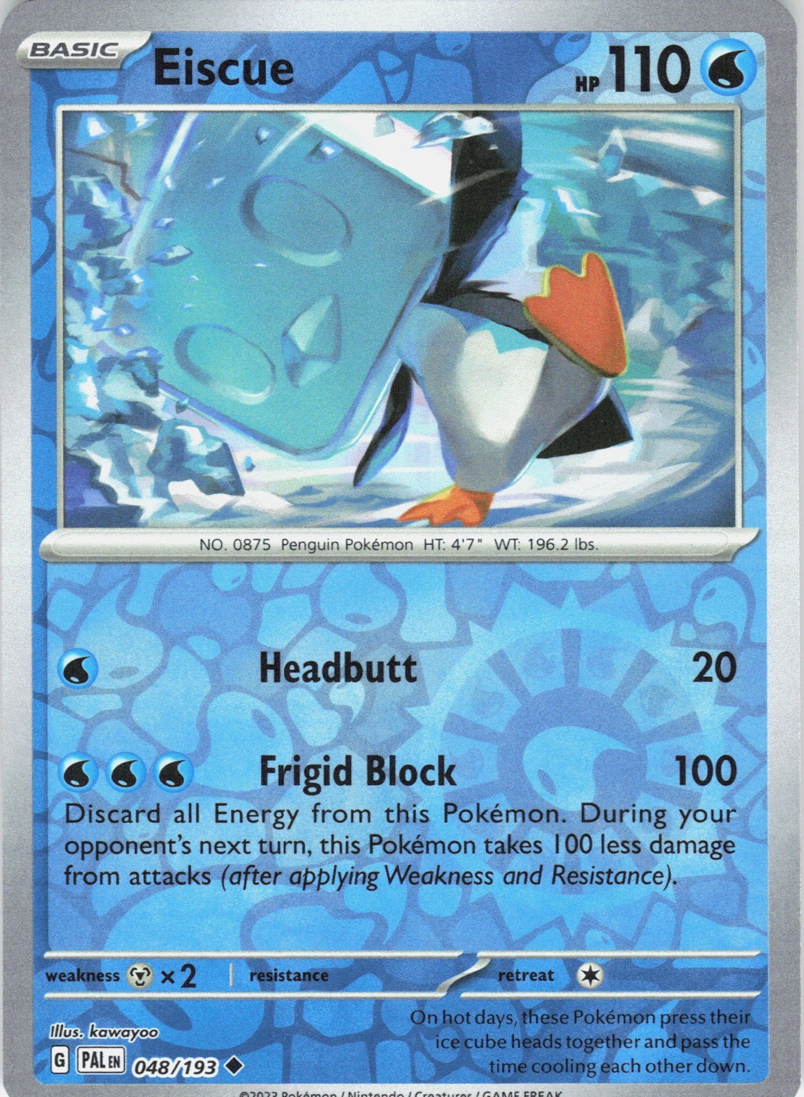 Eiscue Reverse Holo Uncommon SV02: Paldea Evolved 048/193 NM