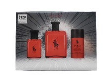 Polo Red by Ralph Lauren for Men 3 Piece Set  4.2 oz  1.35 oz EDT  2.6 oz Deo
