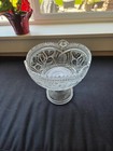 Vintage German Cut Crystal Pedestal Centerpiece Bowl Frosted Rose 8.5" — photo 2