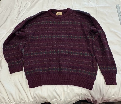 Saint James, Vintage Loafers by Reed St James Sweater XXXL Purple Fair Isle Crewneck