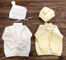 Vintage Fine Knit Baby Outfits 2 Sets Sweaters With Bunny  Ducky buttons NEW