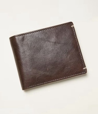 Fat Face Geldbörse Eckstich Wand Schokobraun Leder Neu Mit Etikett