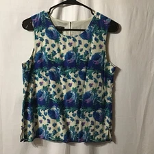 Talbots lightweight Silk Cotton Feminine Romantic Floral Tank Shell Blouse 10P