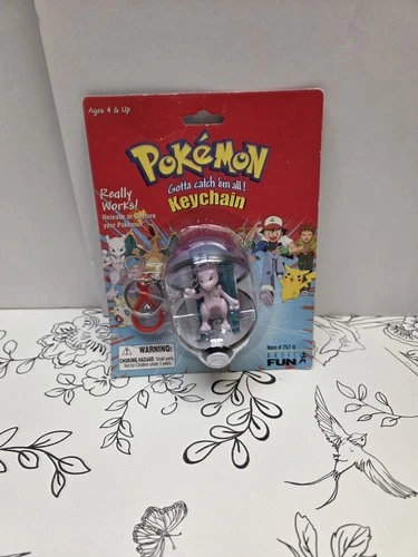 Rare Vintage Pokemon Figurine Toy Key Chain Mewtwo #150 DAMAGED PACKAGING