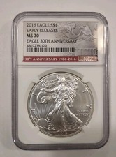 American Eagle 2016 $1 Silver Dollar NGC MS70 Early Releases 30th Anniversary