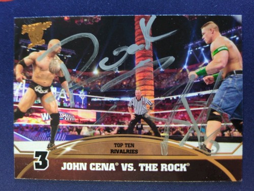 2013 Topps Best of WWE - Top Ten John Cena, The Rock #3 Rock Signed No COA