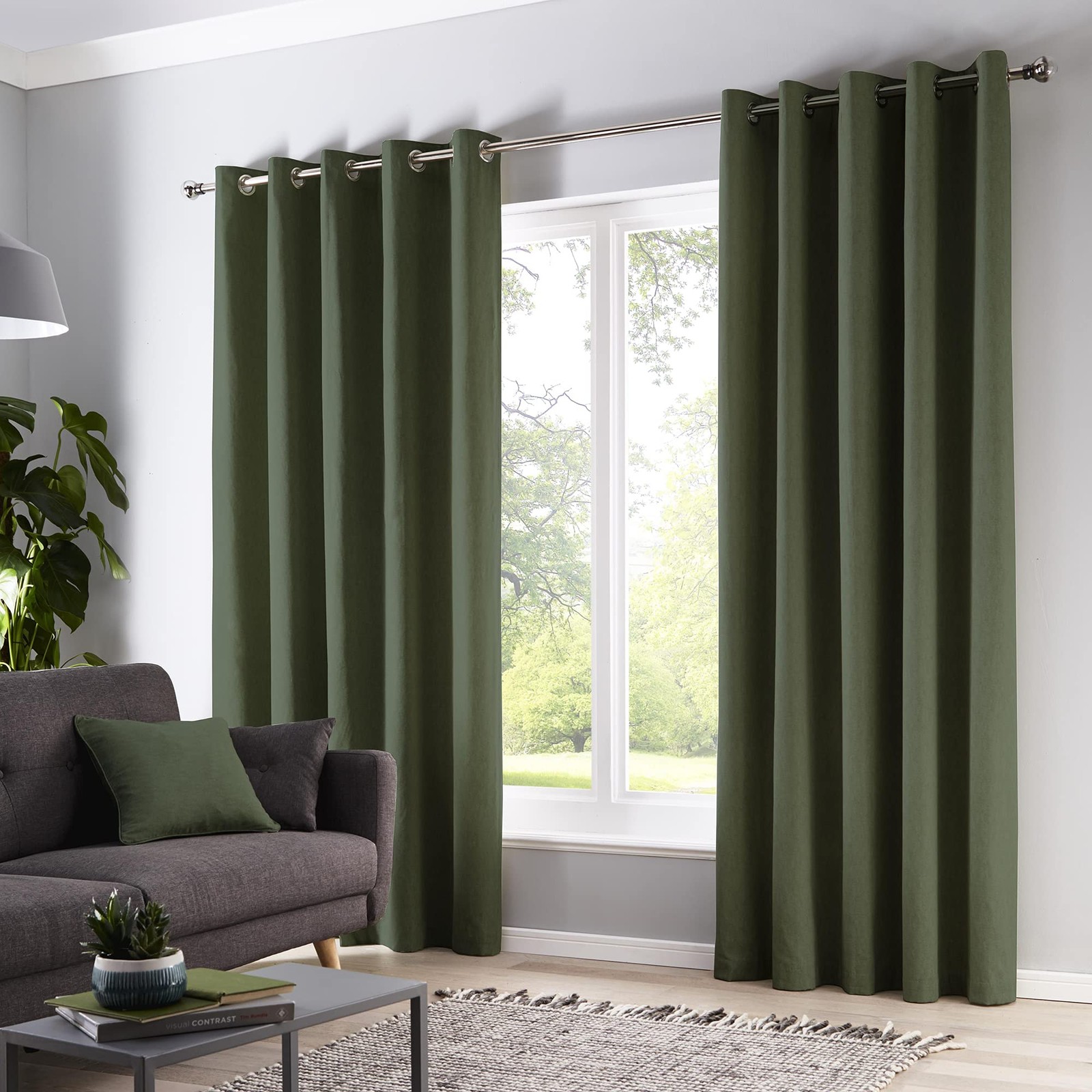 Fusion Men's Dark/Green/Light Sorbonne Eyelet Curtains - Image 2