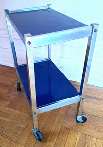 *Rolling Cart Chrome/Enamel Industrial Vintage USA STURDY MCM Classic $$